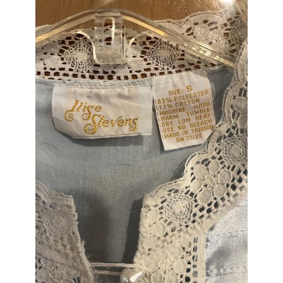 Elise Stevens Nightgown Lace High Neckline Maxi Blue S Cottagecore Victorian - Picture 3 of 7